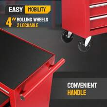 Rolling Tool Chest Tool Cabinet Storage Box With Side Shelves Workshop