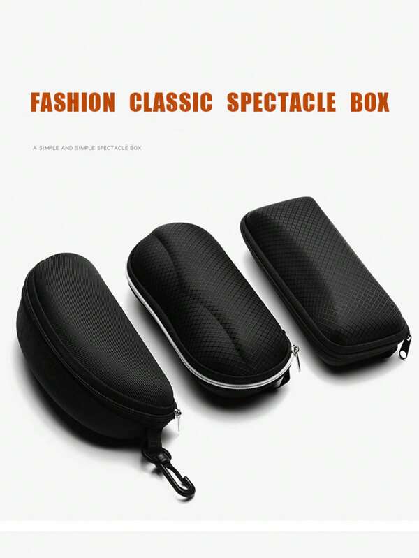 Men And Women Protective Glasses Case Sunglasses Hard Case Travel Protective Glasses Bag Black Portable Accessories Zipper Box