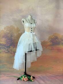 1pc Asymmetric Hem Asymmetrical Peplum Skirt, Short Front Long Back Tuxedo Style, Suitable For Wedding, Party, Performance, Cosplay, Photography, Dance, Halloween Costume Halloween Costumes Women Fall Clothes For Women