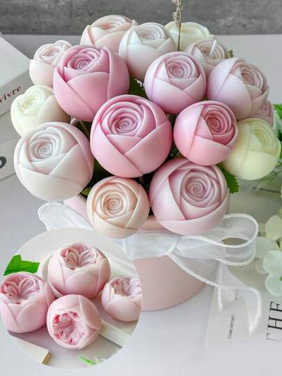 Valentine's Day Romantic 3D Floral Mold, For Handmade Candles, Fragrance Bouquets, Gypsum Aromatherapy Jewelry, Photo Backgrounds, And Other Crafts. Made Of, Reusable Silicone Material