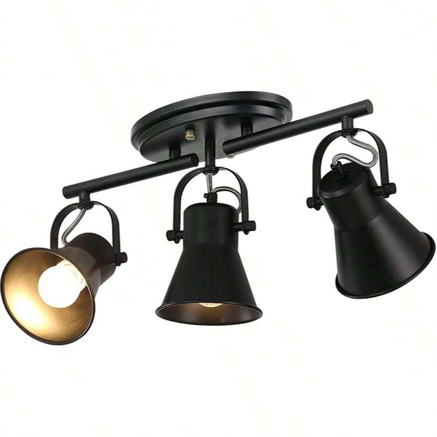 3-Lights Ceiling Track Lighting Fixtures,Can Used For Mirror Front Wall Lights, Adjustable Ceiling Spotlight,3-Light Vanity Lamp - Black - View 1