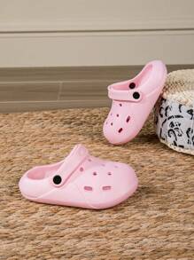 1 Pair New Spring/Summer Girls' Fashion Comfortable Casual Lightweight Breathable Cute Fresh Indoor/Outdoor Beach Toe Protection Pink Clogs - Pink - View 2