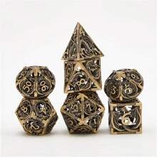 1set 7psc D&D Dice Set Metal Dice Dungeons And Dragons Dice Gift Polyhedral Dice Set D&D Role Playing Dice D20 Hollow Polyhedral Dice Set For Dungeons And Dragons RPG MTG Table Games - Multicolor - View 3