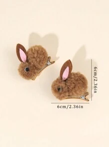 2 Stück braune Haarklammern in Hasenform, süße Plüsch-Hasen-Haarspangen, Geschenk für Mädchen Haarzubehör