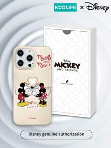 1 Custodia protettiva per telefono con licenza ufficiale Disney, a motivo della famiglia di Topolino - Amore Eterno, in texture di pelle, anti caduta, design slim, compatibile con Apple 16/16 Pro Max/16 Pro/16/15/15 Pro/15 Pro Max/15Plus/14/13/12/11