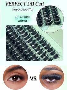 280PCS Lash Clusters Kit 110D D Curl Eyelash Extensions Volume Cluster Lashes 10-16mm DIY Eyelashes Pack With Lash Applicator Lash Bond And Seal And Tweezer - Black - View 3