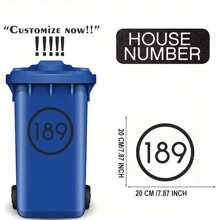 1 件定制反光垃圾桶编号 - 个性化不干胶标签，带有房屋和街道名称，PET 材料，图形印刷