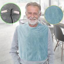 5pcs/Pack Grey & Blue Double-Sided Fleece Adult Bibs, Warm Reusable Bibs For Elderly, Disabled People, Meal Time Crumb Catcher, Clothing Protector, Suitable For Adults With Special Needs