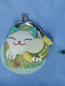 1 Piece Small Buckle (Kiss Lock Small Cosmetic Bag Random Print) Women's Small And Cute Blue Lucky Cat Portable With Buckle Creative Lucky Cat Wallet For Women Wallet Mini Wallet Purse Wallet Coin Wallet - Multicolor - View 6