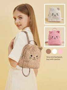 1pc Kids Cute Cat & Lamb Plush Casual Versatile Mini Backpack - Classic Backpack - View 1