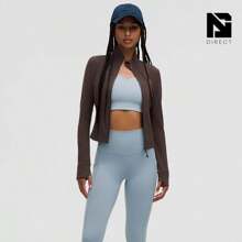 Lululemon Define Cropped Jacket Nulu-For Yoga Gym Running-Sweat-Wicking-Yoga-All Seasons Sport-Spring/Summer-Autumn/Winter-Prefect Thanks Giving Day & Chrismas Gift - Espresso - View 2