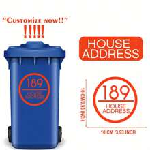 1 件定制反光垃圾桶编号 - 个性化不干胶标签，带有房屋和街道名称，PET 材料，图形印刷