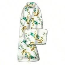 1pc Vintage Floral Print Adult Dining Scarf, Machine Washable, Waterproof And Oilproof Adult Bib, Unisex Clothing Protector, Fashionable Dinning Apron
