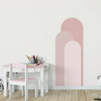 1/2片装柔和色调抽象现代拱形墙贴，PVC材质，自粘式DIY贴纸，适用于婴儿房、游戏室、衣柜、托儿所、学校教室、宿舍墙面装饰，尺寸：19.69*47.24英寸
