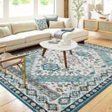 Vintage-Teppich, Flächenteppich, rutschfest, fusselfrei, für den Innenbereich, niedriger Flor, dünner Teppich für Eingangsbereich, Schlafzimmer, Wohnzimmer, Heimdekoration