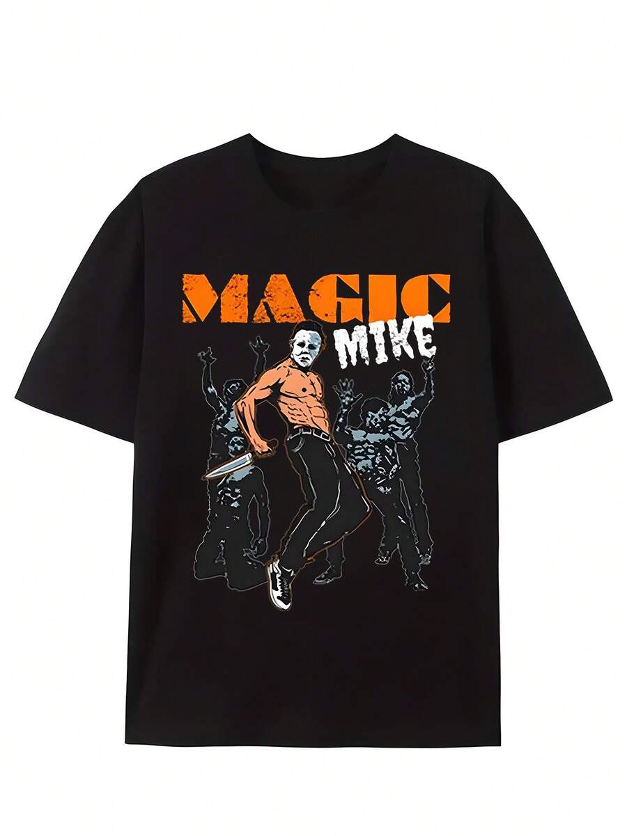 A Magic Mike Michael Miles T-Shirt - Fun Men's Short Sleeve Printed T-Shirt Series Black - Black - View 1
