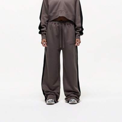 Good for Nothing Wide Leg Vintage Track Sweatpants, Taupe