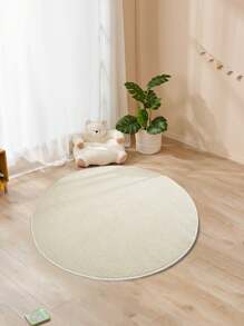 1pc Japanese Style Elegant Round Carpet, Versatile Solid Color Rug, Non-Slip & Scratch-Resistant, Imitation Jute, French Cream Aesthetic, High-Quality Carpet For Living Room & Bedroom - Beige - View 15