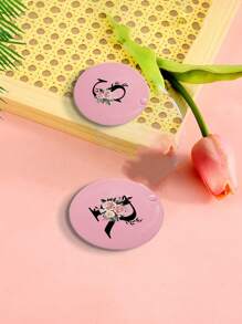 This Convenient Sliding Mini Mirror Is Printed With Floral Letters A-Z, Which Can Be Used As A Mini Powder Compact Mirror, Portable Makeup Mirror, Vanity Mirror, Travel Mirror, And Mini Handheld Mirror. Suitable For Daily Use, Travel, And Gatherings, It Makes A Cute And Fun Little Gift.,Giveaways,Travel,Cheap Stuff,Travel Essential - Pink - View 7