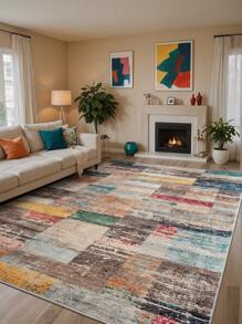 DAJIANG 1 pieza Alfombra grande de área, lavable, alfombra moderna de múltiples estampados abstractos, plegable, fácil de cuidar, adecuada para sala de estar, pasillo, mesita de noche, sala de estar, dormitorio, decoración del hogar, decoración gruesa para entrada, baño, decoración de cocina