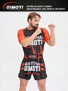 OIMOTI 设计 1 套男式宽松高弹力短袖拳击短裤、跆拳道、MMA 训练服、武术短裤和套头衫 - 彩色 - 查看 7