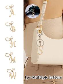 1 pieza Llavero con letra de oro avanzado y elegante, colgante con letra tridimensional, llavero clásico y simple, decoración, accesorio de bolso, versátil para bolsos de trabajo, escuela, compras, mochilas, bolsos de mano, accesorio de bolso, adecuado para regalar a amigos, familia, parejas, novias, regalos importantes, recuerdos de vacaciones