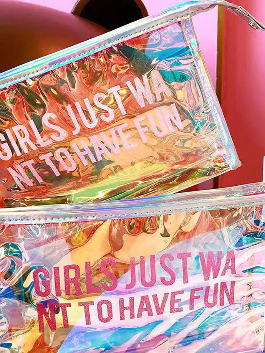 Transparent Laser Makeup Bag, Shiny Cosmetic Bag, Waterproof Travel Toiletry Bag - Suitable For Daily Use And Parties