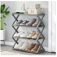 4-Tier Solid Wood Foldable Shoe Rack - Minimalist Home Entryway Organizer For Apartment/College Dorm, No Tools Needed, Durable Collapsible Footwear Storage Cabinet (Holds 10 Pairs) - Brown - View 6
