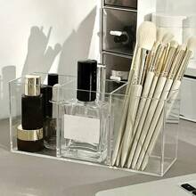 Monalife 1pc Acrylic Makeup Brush Holder - Lightweight Countertop Cosmetic Organizer For Office & Bathroom