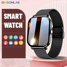 SIMSONLAB Smartwatch universal para hombres y mujeres, con recordatorio de información, reproducción de música y respuesta de llamadas telefónicas - Negro - Ver 1