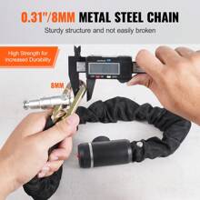 Bicycle Chain Lock, Combination Bicycle Chain Lock With Key, Heavy Duty Anti-Theft High Security Bicycle Lock, Perfect For Bicycles, Motorcycles, Scooters, Bikes, Doors, Fences Or Gates, 10mm, Black - 2.79 Ft Combination Bicycle Chain Lock with 2 Keys Black - 查看 3