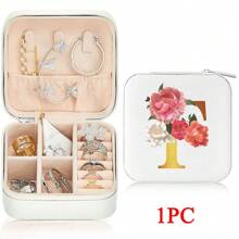 Black 26 Letter Printed White Travel Jewelry Box Jewelry Travel Storage Bag Small Jewelry Box Bridesmaid Gift Box Mini Storage Box