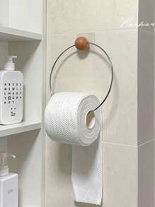 1 pieza Soporte simple para papel higiénico, Anillo decorativo de toalla de alta gama, Soporte para exhibición de papel de tejido, Montado en la pared sin taladro, Decoración del hogar y del baño, Organizador del baño, Decoración de otoño, Regreso a la escuela