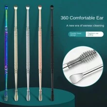 Stainless Steel Spiral Spring Ear Spoon Set, Double Head Ear Digging Spoon, Ear Canal Cleaning, Single Digging Spoon, Ear Picking Tool Kit - Multicolor - View 2