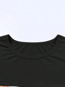 Acelitt 女士圆领长袖休闲几何条纹印花 T 恤