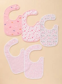 5pcs/Set Soft Absorbent Adjustable Size Baby Bibs