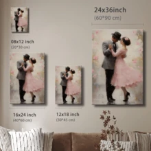 Framed Canvas Wall Art Poster Vintage Print Wall Art Elegant Dancing Couple Painting - Artful Home Decor For Living Room, Bedroom, Bathroom, Office - Wrapped Framed Canvas - View 5