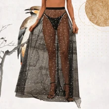 女士薄款银色星形裙婚纱衬裙派对礼服秋季女士服装 - 黑色 - 查看 5