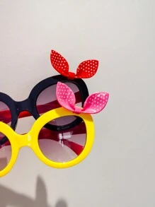 2 Packs - Kids Oversized Oval Frame Fashion Glasses, Decorated With Bow Design In Rich Colors, Suitable For Boys & Girls Party, Holiday, Travel, Everyday Use, Photography Props - Multicolor - View 6