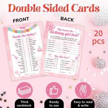 谁知道她最喜欢的生日游戏 - 20 件生日派对游戏，她更喜欢学院风过夜派对用品，派对装饰的趣味生日活动 - 粉色 - 查看 3