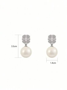 1 Pair Luxury Boutique Design High-End Stylish Elegant Elegant Versatile Micro-Inlaid Zirconia Pearl Earrings