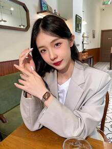 [CILOA] 2025 New Style Ladies Exquisite High-End Small Square Waterproof Watch - Cà phê nâu - Xem 4