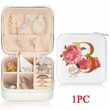 Black 26 Letter Printed White Travel Jewelry Box Jewelry Travel Storage Bag Small Jewelry Box Bridesmaid Gift Box Mini Storage Box