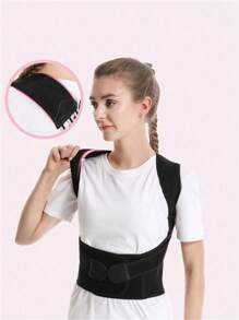 1 Piece Adult Posture Corrector Belt For Spine Alignment, Back Straightener For Students And Children To Correct Hunchback Posture While Writing - Black - View 4