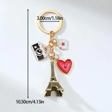 1pc Romantic Eiffel Tower Keychain, Camera & Heart Pendant Gift For Valentine's Day Car Accessories Bag Charm School Cute Goth Y2k Bag Accessories Lanyards With Id Holder Car Accessories Bag Charms - Multicolor - View 5