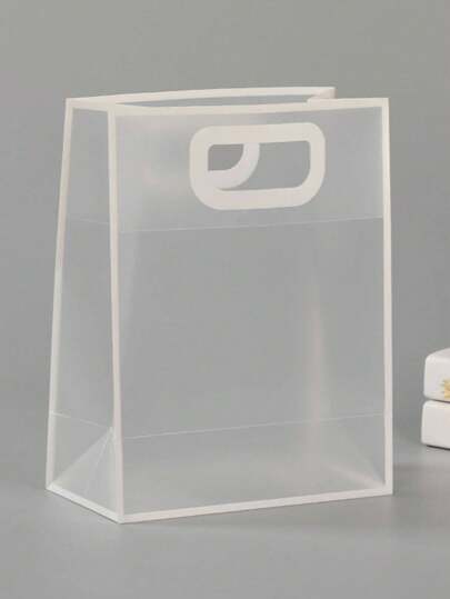 1 pieza Bolsa de regalo transparente, bolsa de regalo de diseño minimalista con asa hueca de PVC, adecuada para fiestas