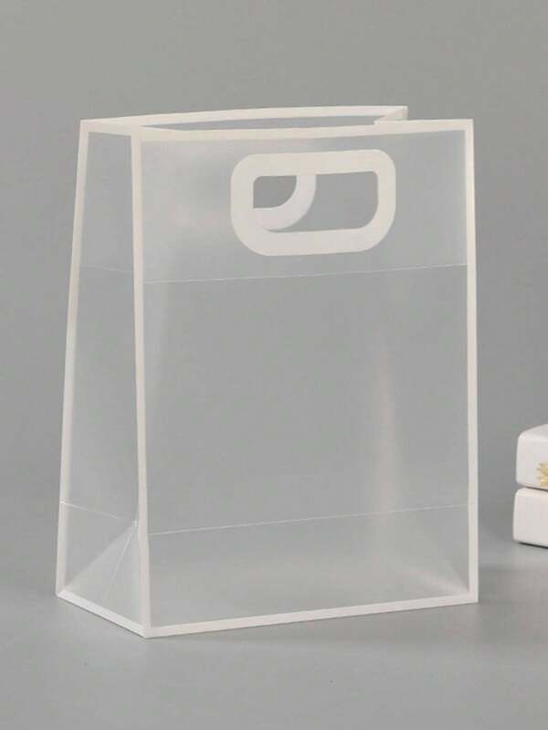 1 pieza Bolsa de regalo transparente, bolsa de regalo de diseño minimalista con asa hueca de PVC, adecuada para fiestas
