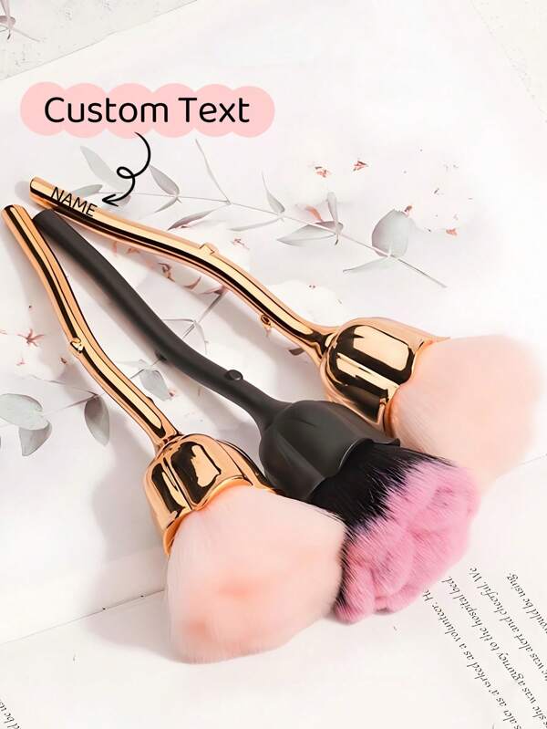 1 pezzo, Spazzola per unghie a forma di rosa personalizzabile, strumento per arte delle unghie, spazzola per lucidare e rimuovere la polvere, spazzola per la pulizia delle unghie, pennello per trucco personalizzato, pennello per cipria, pennello per bellezza, pennello per fard, per contouring, singolo strumento per il trucco