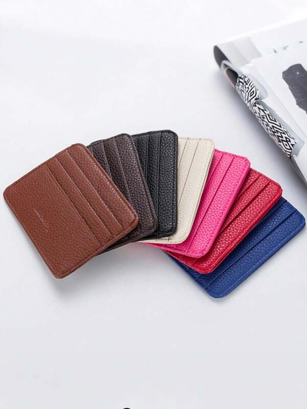 Slim PU Credit With Front Pocket Minimalist Small Pocket Wallet And Women Mini Wallet Card Wallet