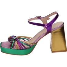 POLKA | Sandales à talons à pois pour femme – Sandales de soirée multicolores – Sandales de soirée à boucle – Talon vert et jaune avec brides multicolores – Talon haut et confortable – Haute qualité – Modèle 162 - Multicolore - Voir 4